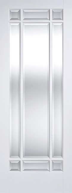 Internal White Primed Manhattan (CLEAR BEVELLED GLASS) Solid Core Door